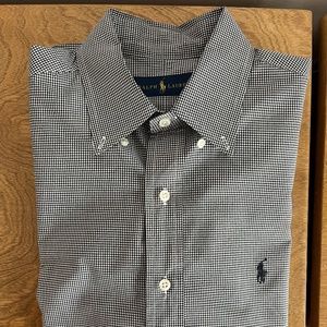 Ralph Lauren, Medium Button Down Shirt in Black and White Close Check